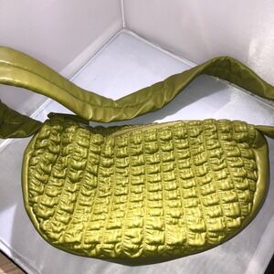 M&S Marks and Spencer Vegan Ruched Quilted Shoulder Bag Lime Green T01/1210Z
